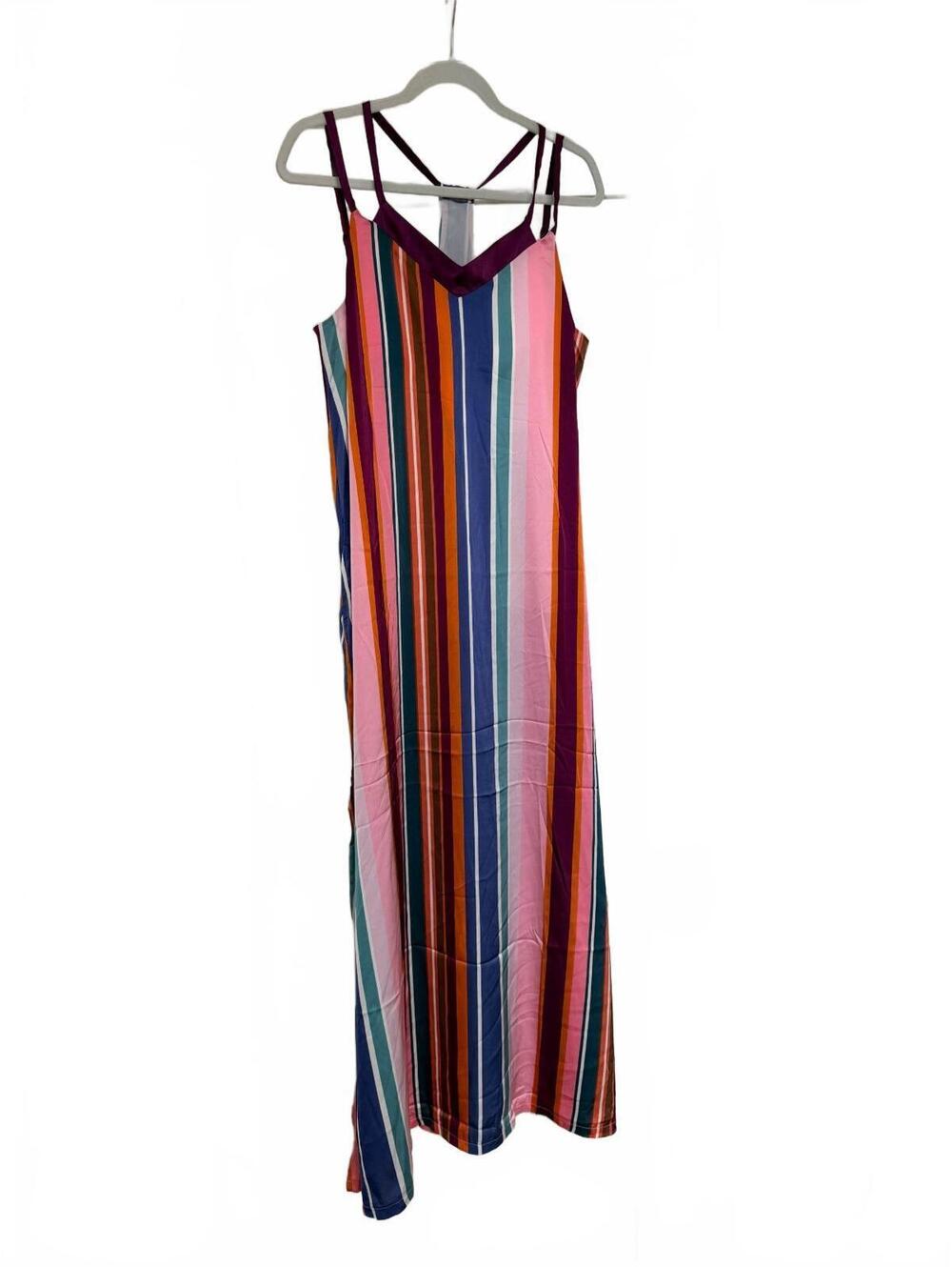 SheBird Savannah Maxi Dress Coastal Grandmother Built In Bra Stripe Size 5 M L